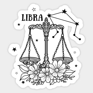 Zodiac Garden Floral Design: Libra Sticker